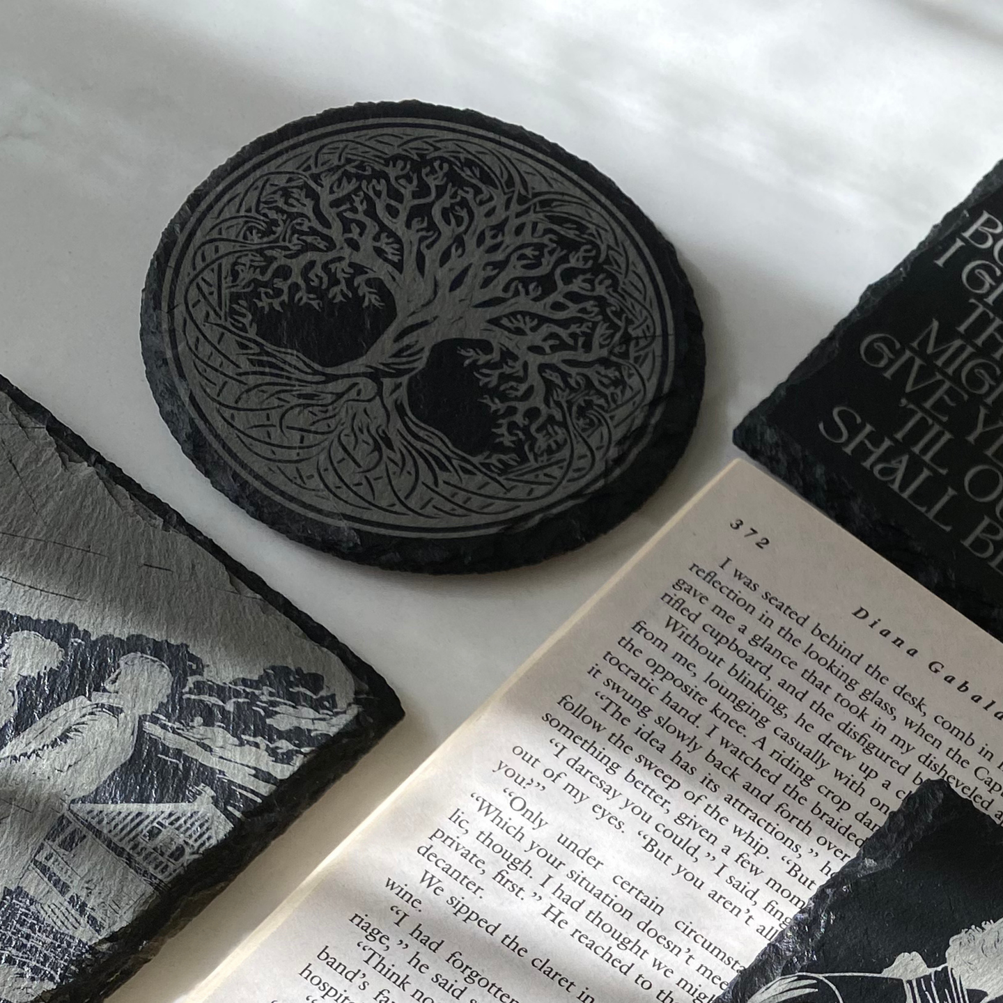 'Tree of Life' Engraved Slate Coaster